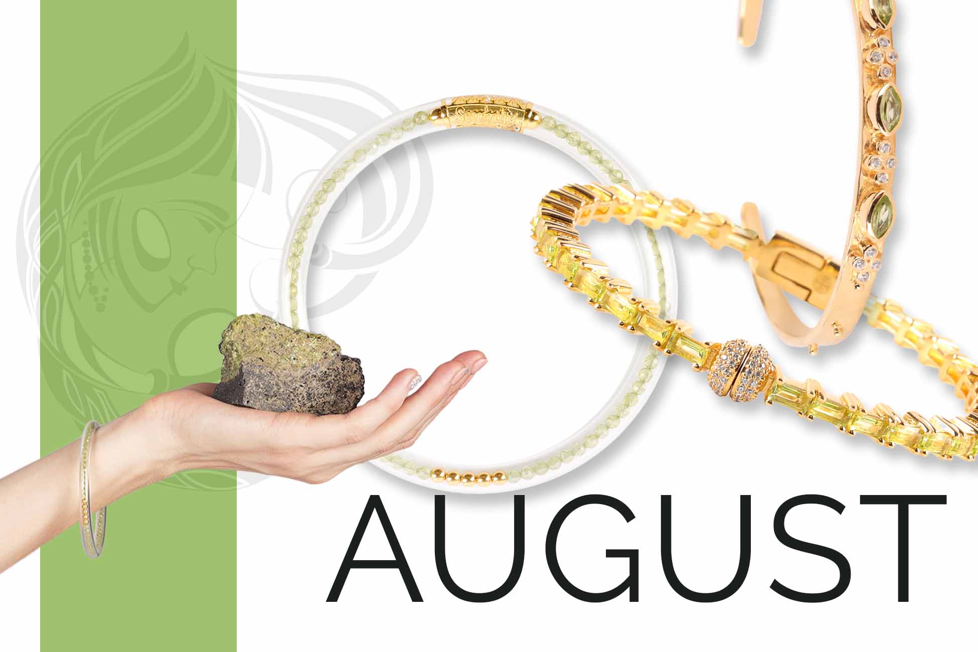 August Birthday Bangle Bracelet Stack For Virgo - Peridot Gemstone Bangle | BuDhaGirl