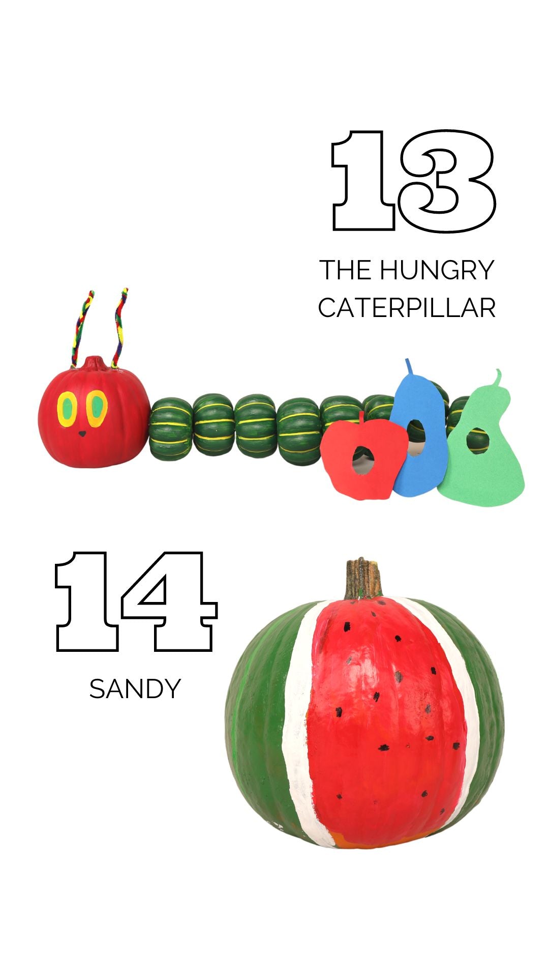 Hungry Caterpillar Pumpkin, Watermelon decorated pumpkin | BuDhaBrief by BuDhaGirl 