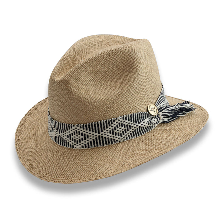 Sombrero Panama Hat  Fino 100% Paja Toquilla- Cinta Artesanal - Metepec  San Jacinto  - Herraje Moneda