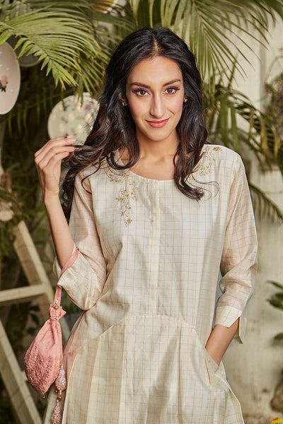 Oatmeal Kurta Set – Naaz By Noor