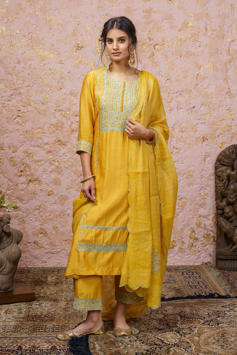 Yellow Kurta Set With Dupatta - Naaz By Noor