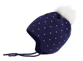 Conte/Esli Double knitted kids hat with fur pom-pom - For Girls (16小-96小袩)