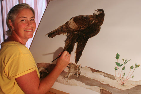 Winner of the Inaugural Tasmanian Wildlife Art Prize with her painting 'Wedge-tailed Eagle Study.