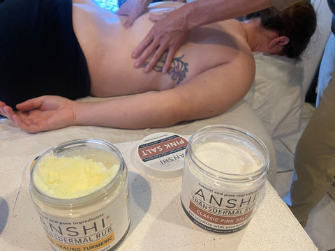 Back Massage featuring ANSHI Total Healing Turmeric rub for: Natural Sore Muscle Relief, Natural Pain Relief, Natural Pain Relief Treatment, Natural Pain Relief Rub