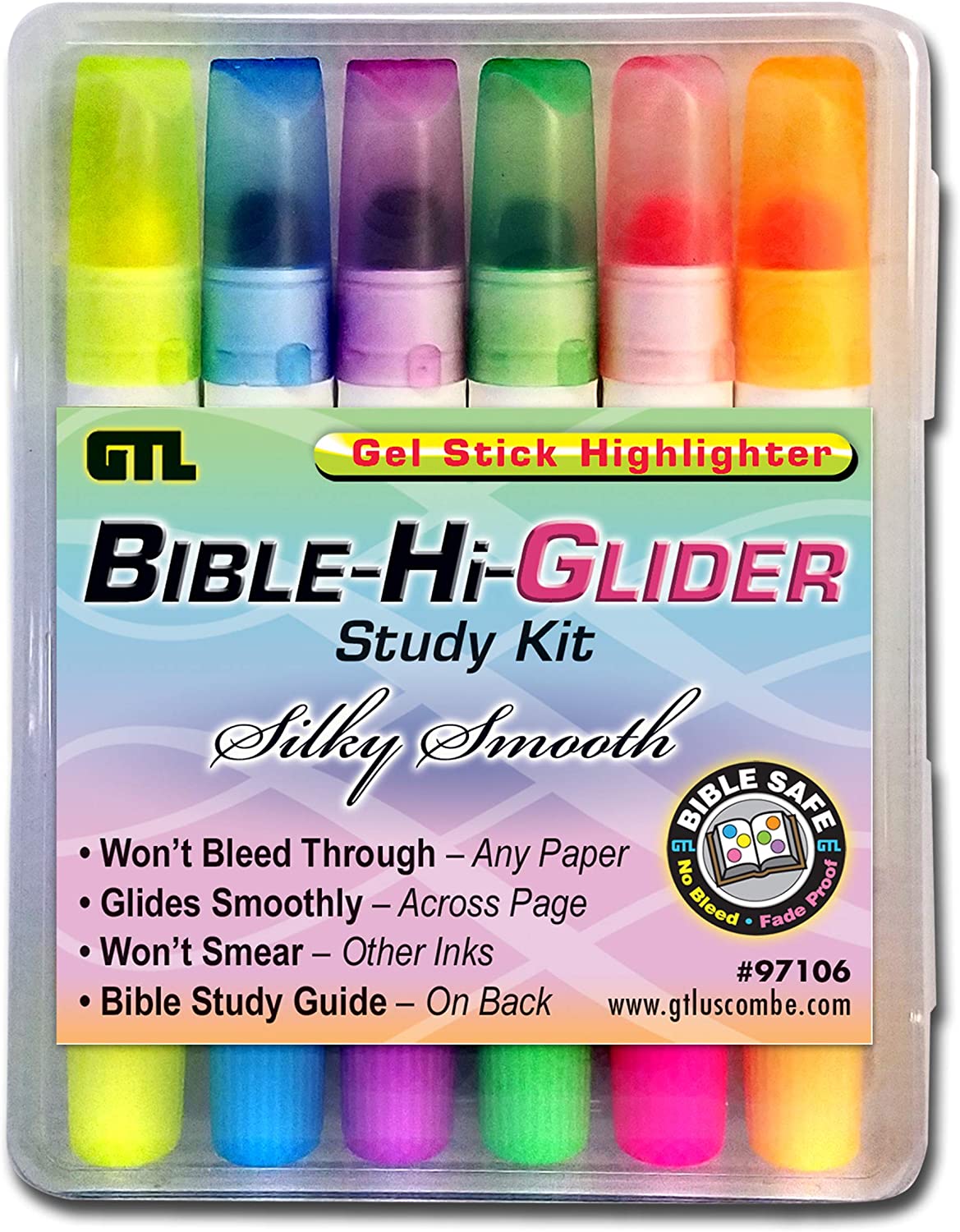 G.T. Luscombe, Accu-Gel Bible Hi-Glider Highlighters, Yellow, Set