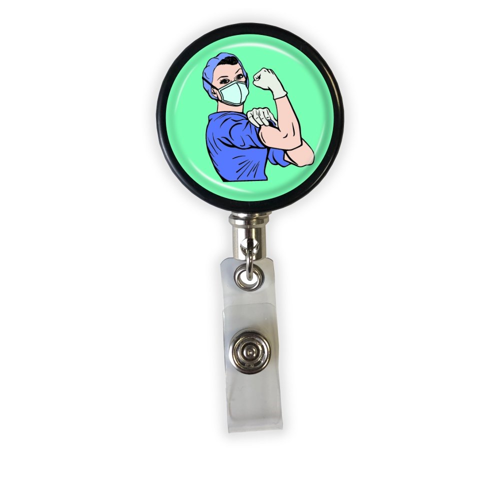  Superhero Nurse Brown Hair - Retractable Badge Reel with  Swivel Clip and Extra-Long 34 inch Cord - Badge Holder/Nurse Badge/RN/LPN/Cute  Badge Holder : Office Products