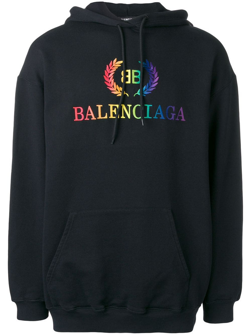 balenciaga rainbow logo hoodie