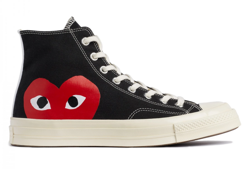 black converse high tops red heart