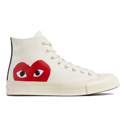 Converse x CDG red heart high-top sneakers in white – 4XS