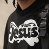 JesusDot black on white tee