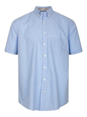 Bra overhemd Dan met korte mouw in ruitje blauw en wit 