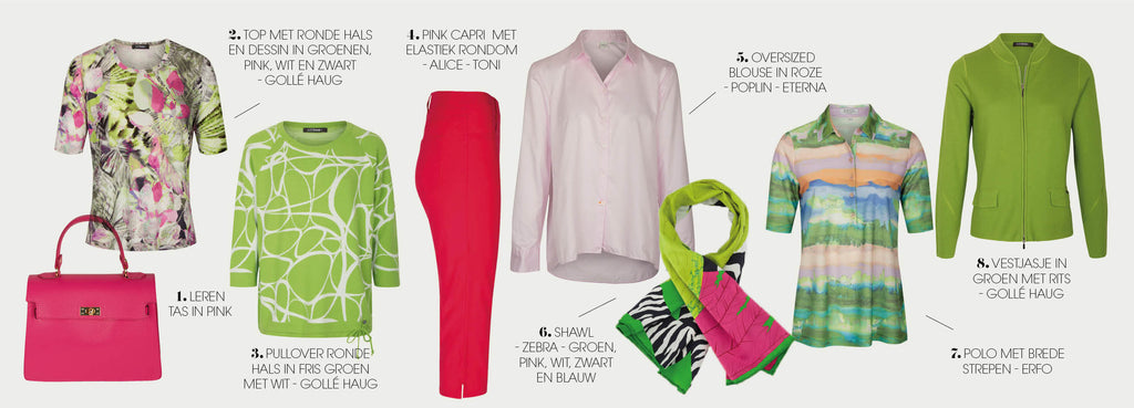 Pink and Green color blocking combinatie met items van DRESSYOURPARENTS