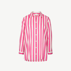 Erfo oversized blouse met brede streep in pink en wit
