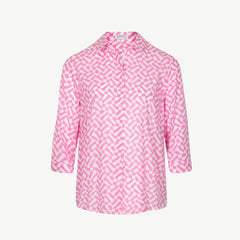 Erfo wijde blouse in dessin rose en wit