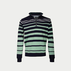 Baileys herenpolo met rits in marine, groen en off-white