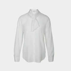 Erfo wit streepje blouse met strik en lange mouwen