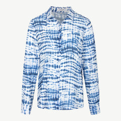 Erfo blouse blauw met wit dessin