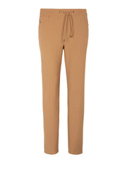 Frank Walder travelkwaliteit pantalon met elastiek rondom en koordje in camel beige
