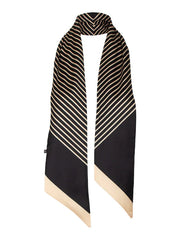 Lange, smalle shawl in beige en zwarte streep