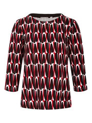 Rabe top tuniek met ronde hals in rood, zwart en wit