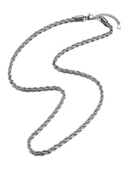 Zilverkleurige halflange ketting met gedraaide steng