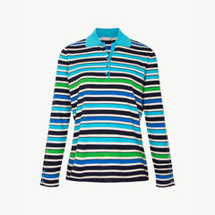 Rabe Polo gebreid navy, blauw, groen en off-white