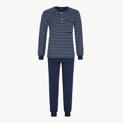 Ringella Pyjama knoopsluiting Badstof blauw streepje