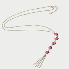 Halflange ketting - Rose goudkleurig met rood