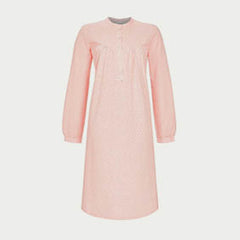 Ringella klassiek lang nachthemd met boordje in roze bloemetjesdessin