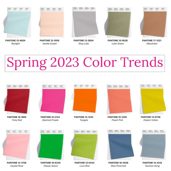 Kleuren van Pantone lente en zomer 2023