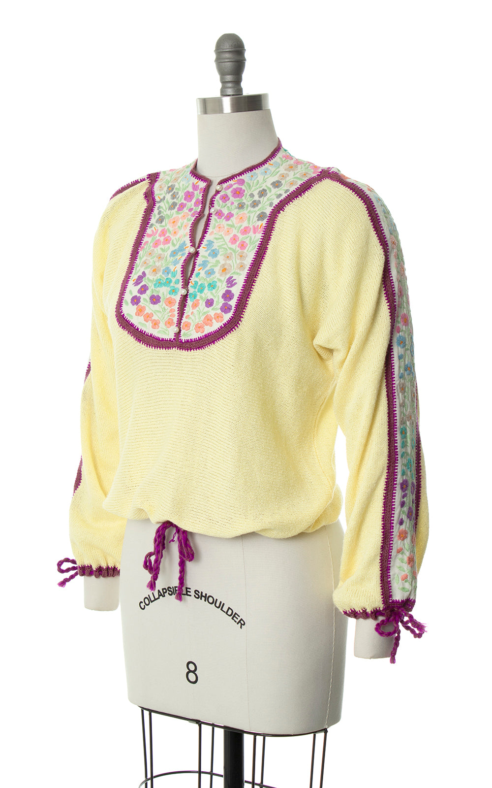 1970s Floral Embroidered Knit Sweater | medium/large – Birthday