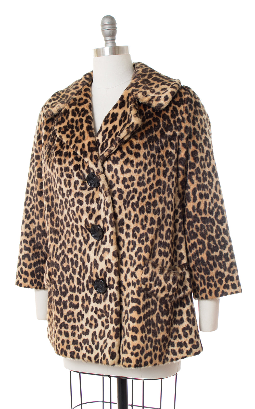 1960s Leopard Print Faux Fur Coat | medium – Birthday Life Vintage