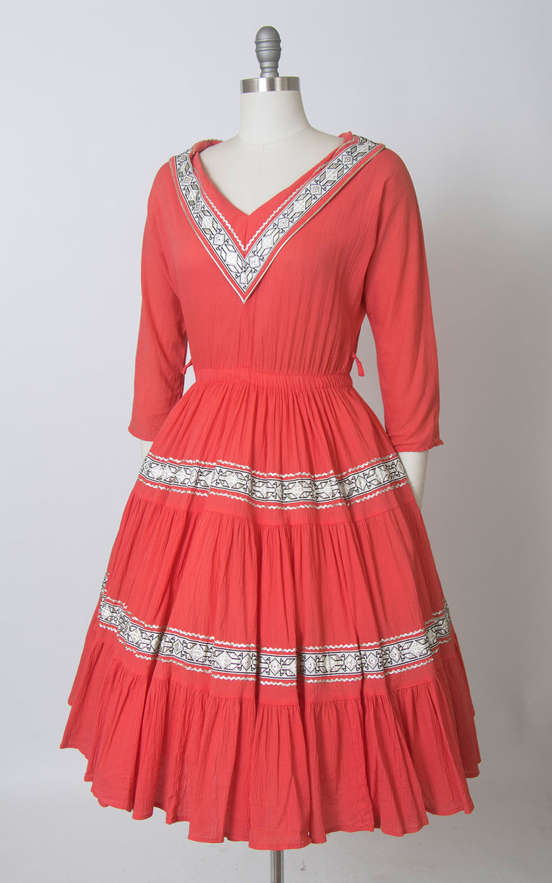 💐 SPRING CLEAROUT 💐 1950s Pink Ric Rac Circle Skirt Patio Dress | smal ...