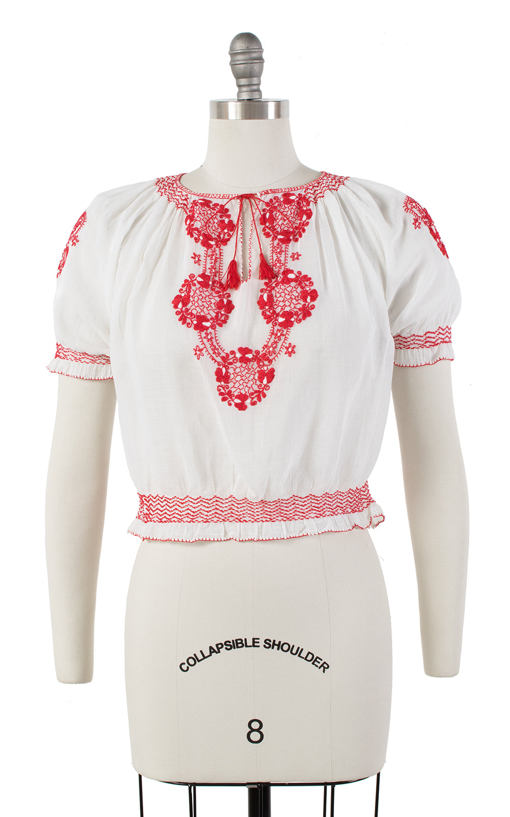 1950s Floral Embroidered Sheer Peasant Top | small/medium – Birthday ...