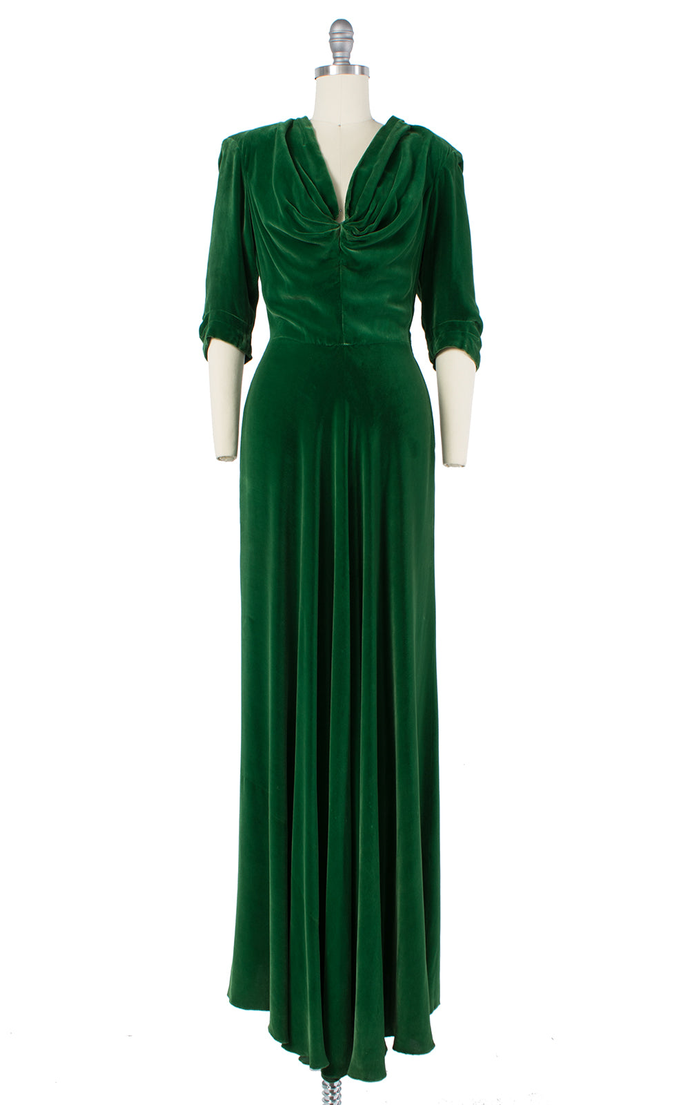 1940s Green Silk Velvet Gown | small/medium – Birthday Life Vintage