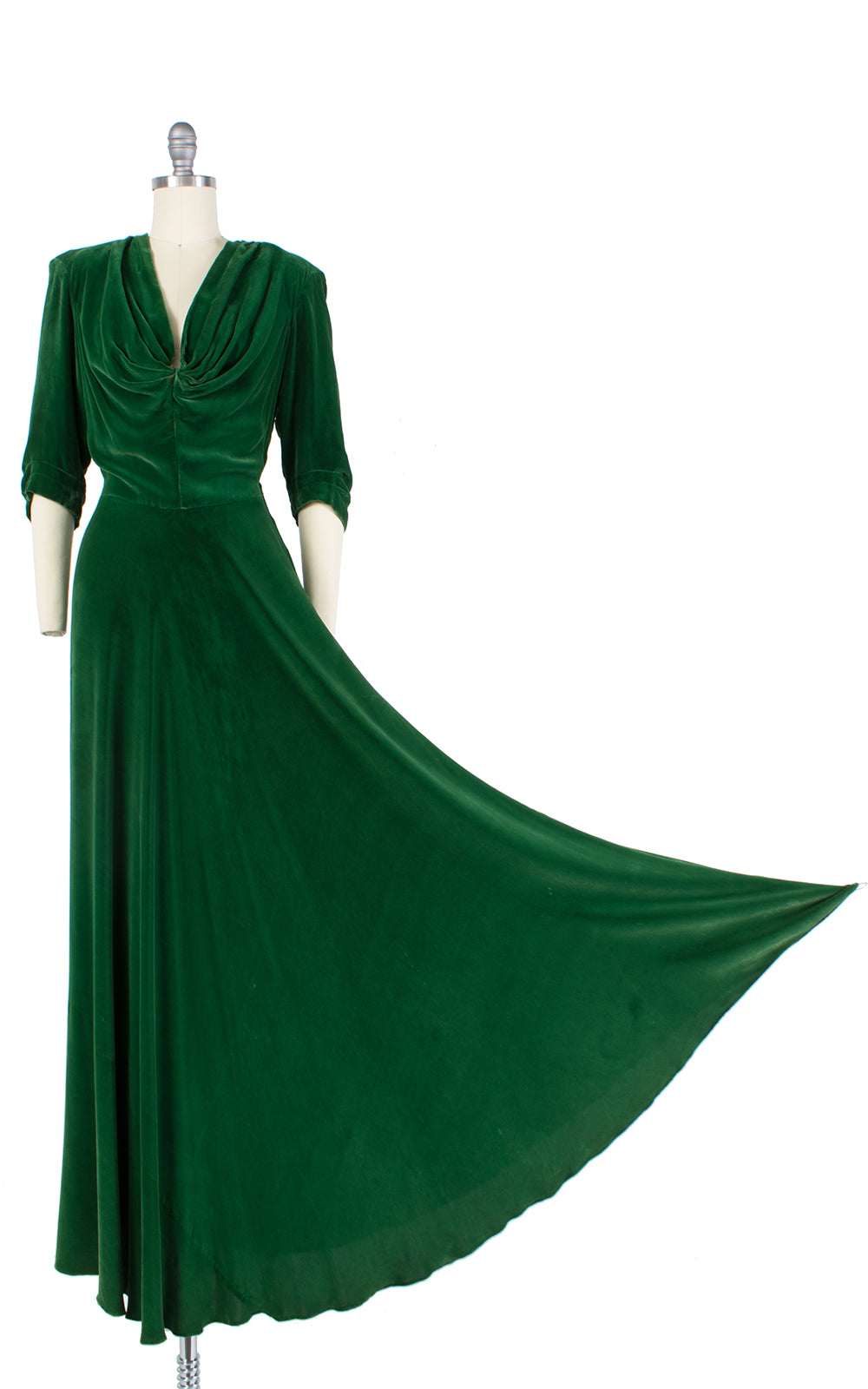 1940s Green Silk Velvet Gown | small/medium – Birthday Life Vintage