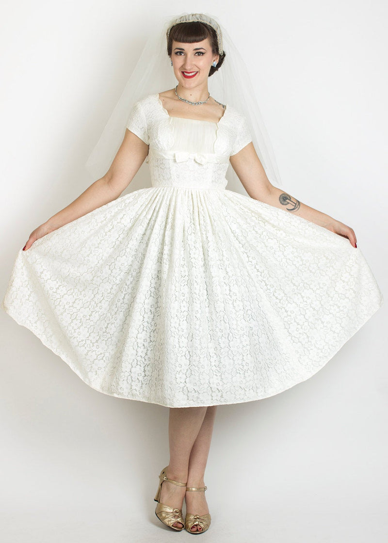 1950s Lace & Tulle Cupcake Wedding Dress | x-small – Birthday Life Vintage