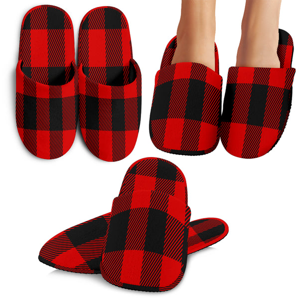 red and black plaid women's house slippers