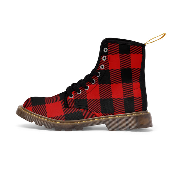red and black plaid booties