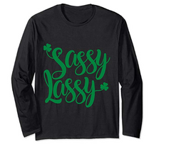 Sassy lassy long sleeve black and green women's tee shirt
