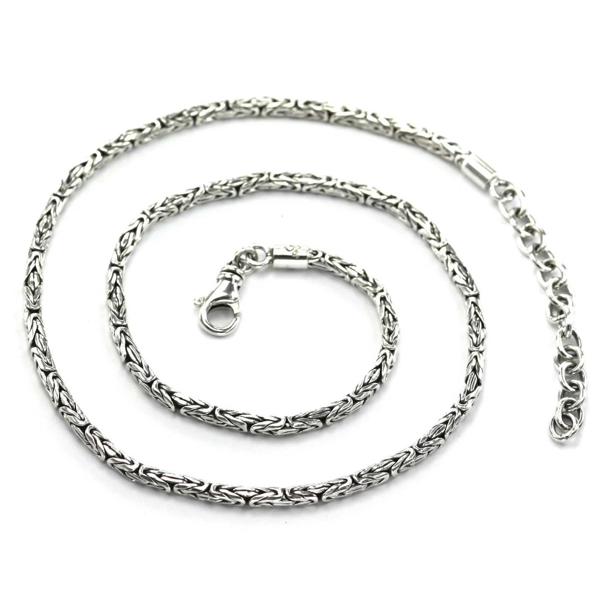 Square Byzantine Solid Sterling Silver Hallmarked Chain - 4mm Width Link