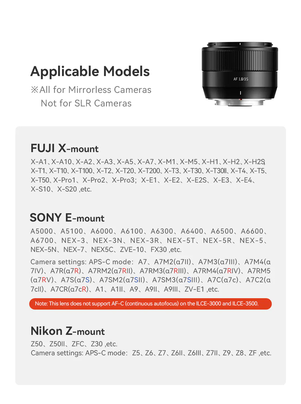 TTartisan AF 35mm F1.8 II Autofocus APS-C Lens