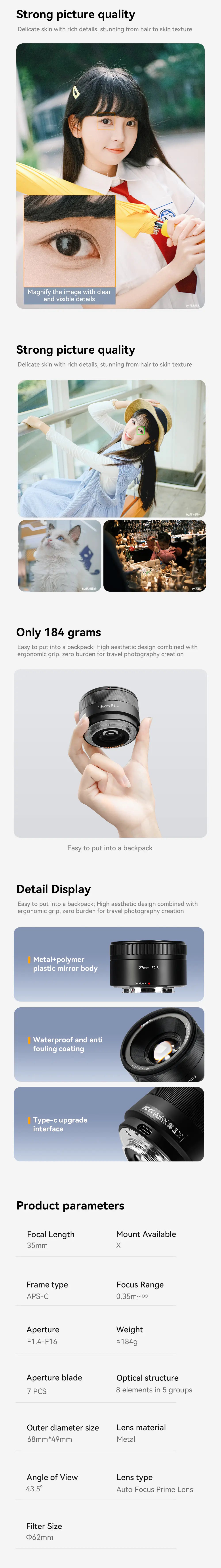 7artisans AF 35mm F1.4 Large Aperture APS-C Lens