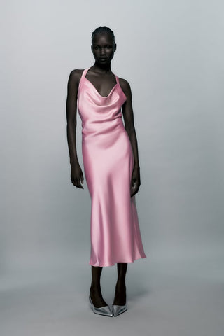 Zara Pink Satin Dress Mermade