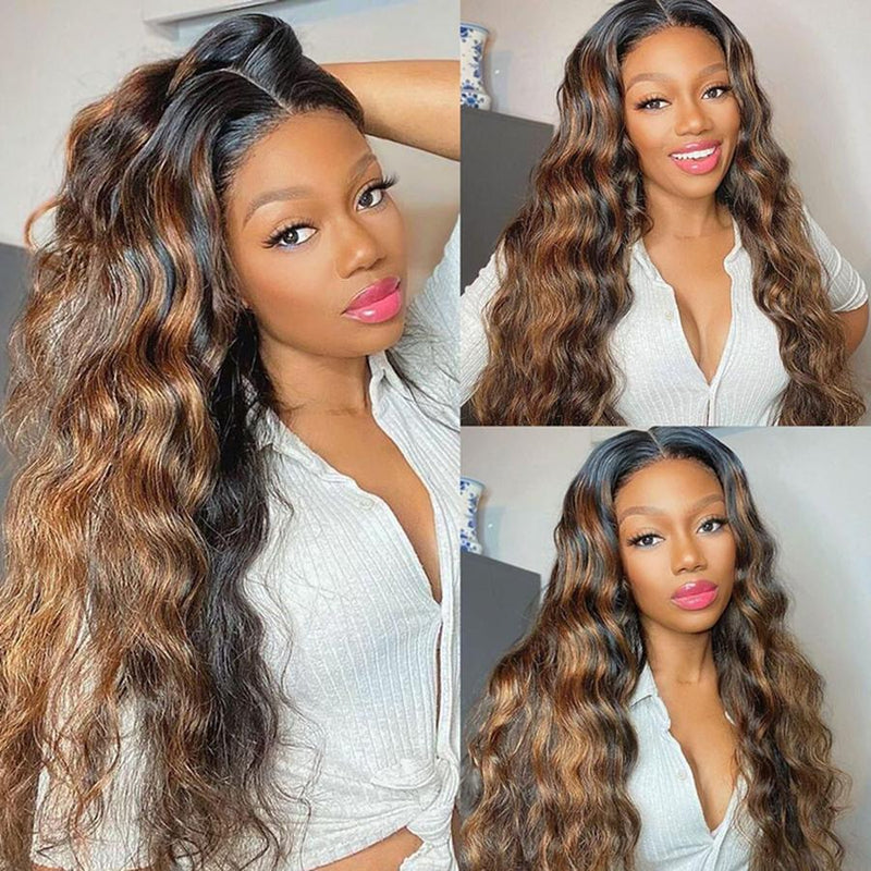 Highlight Body Wave 4x4 Lace Closure Wig Glueless Human Hair Wig 100% –  Ossilee Hair