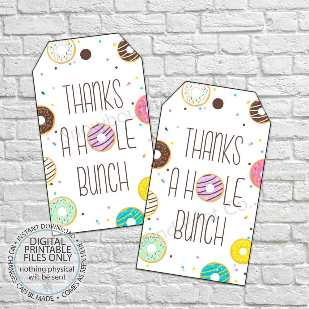 PRINTABLE Thanks a Hole Bunch Gift Tag Donuts and Dots Snowbound