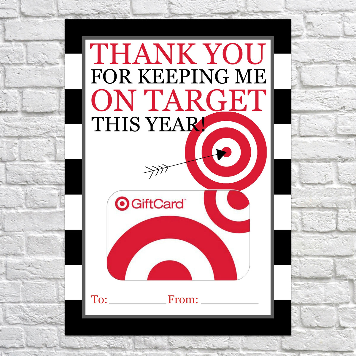 PRINTABLE Thank You for Keeping Me on Target This Year Gift Card Holde