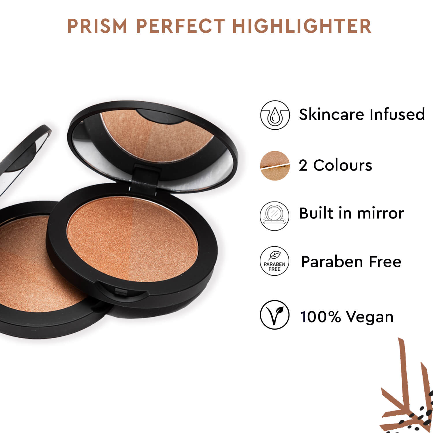 Highlighter Duo Prism Perfect in Sandy Rose and Pearly Bronze Shade