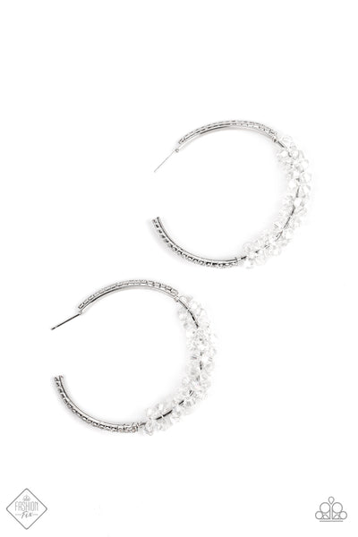 Paparazzi Bubble Bursting Bling Earrings White Glitz By Lisa