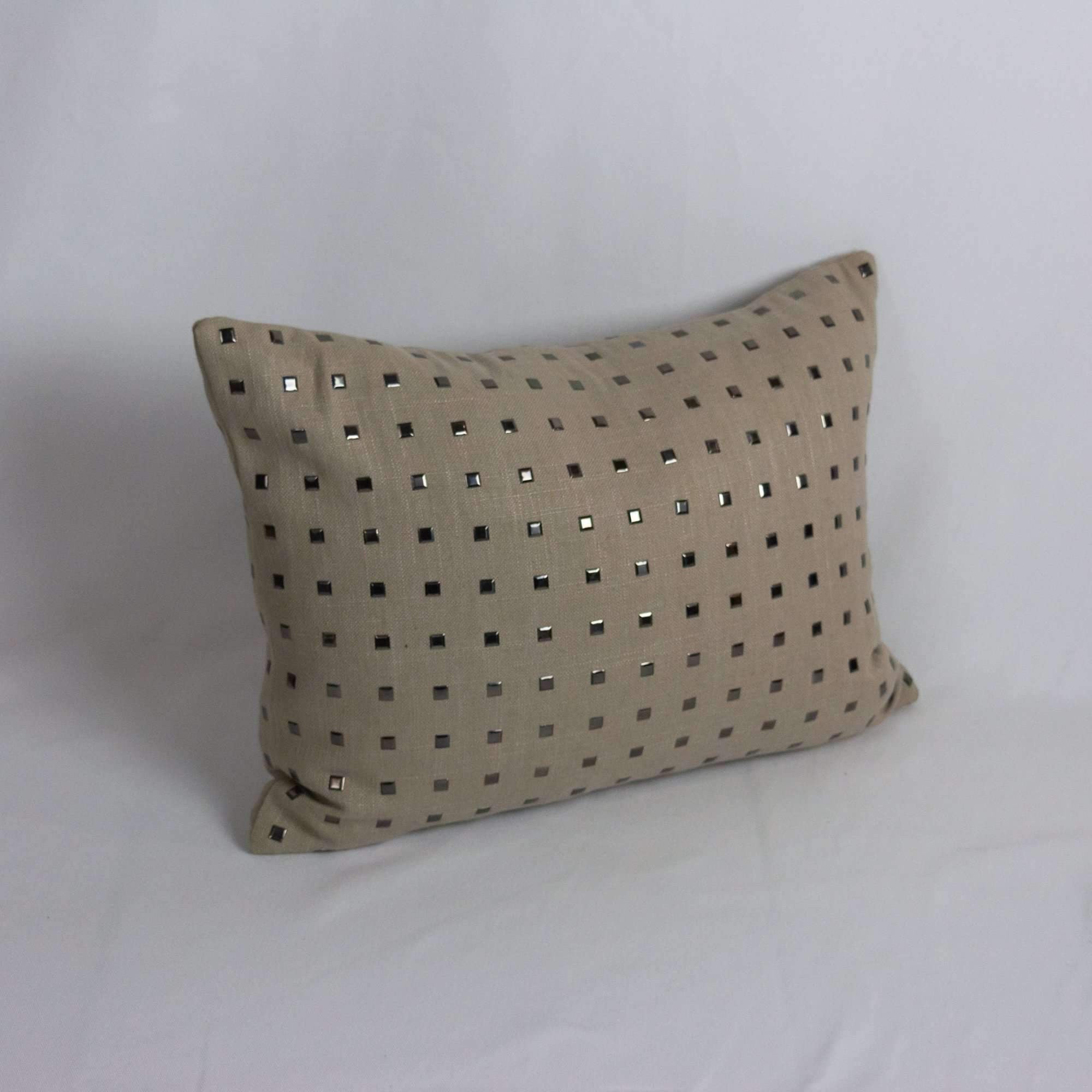 Tone On Tone Platinum Metallic Stud Designer Lumbar Pillow